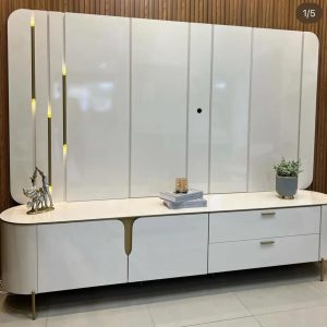 Conjunto Rack + Painel Celin 2.4 Off White com Led