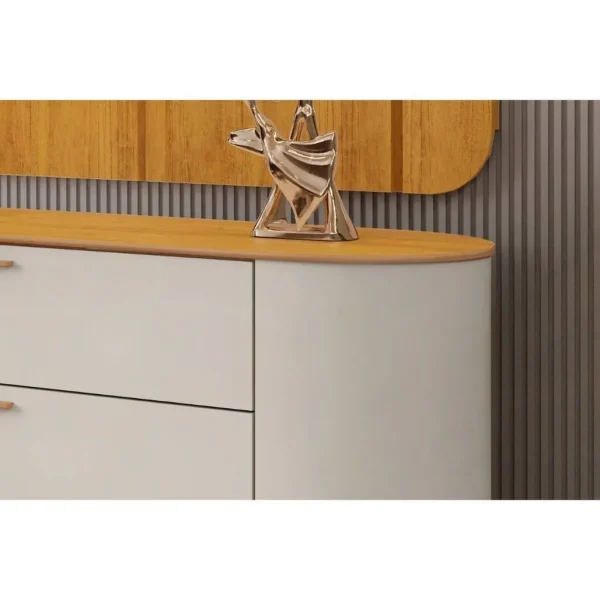 Conjunto Rack + Painel Celin 2.4 Off White com Nature e Led - Imagem 4