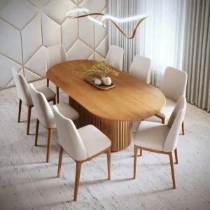 MESA LIVING 1,6 IM TAMPO LAMINADO OVAL CINAMOMO