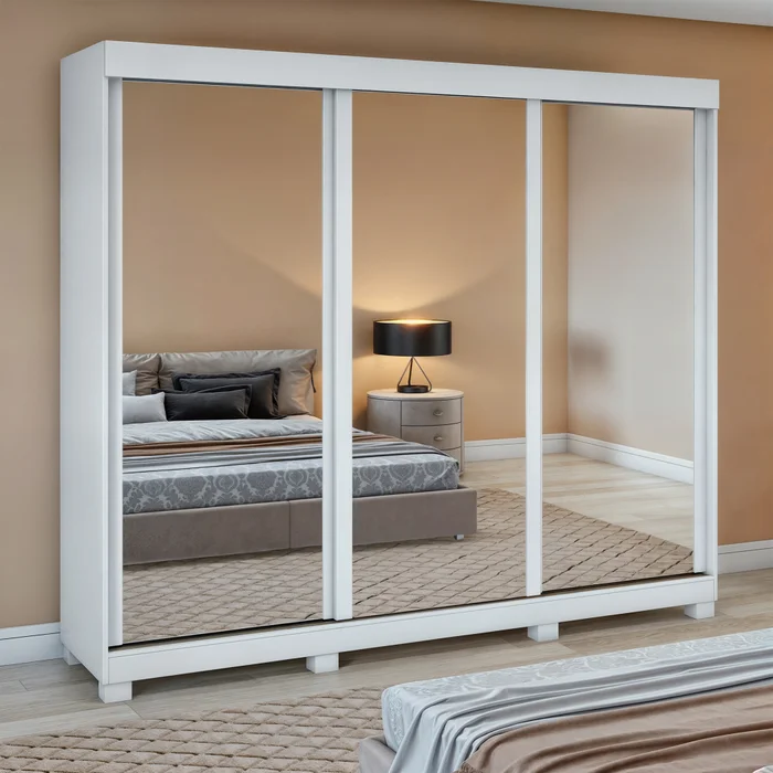 GUARDA ROUPA SAION PLUS LOPAS 3 PORTAS SUPER GLASS C/PES BRANCO