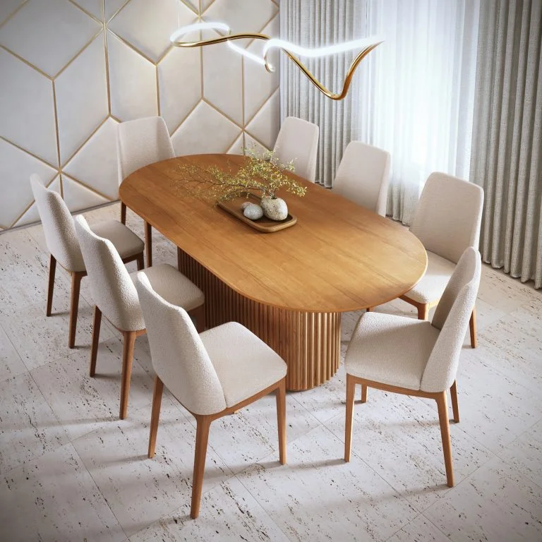 MESA LIVING 1,6 IM TAMPO LAMINADO OVAL CINAMOMO