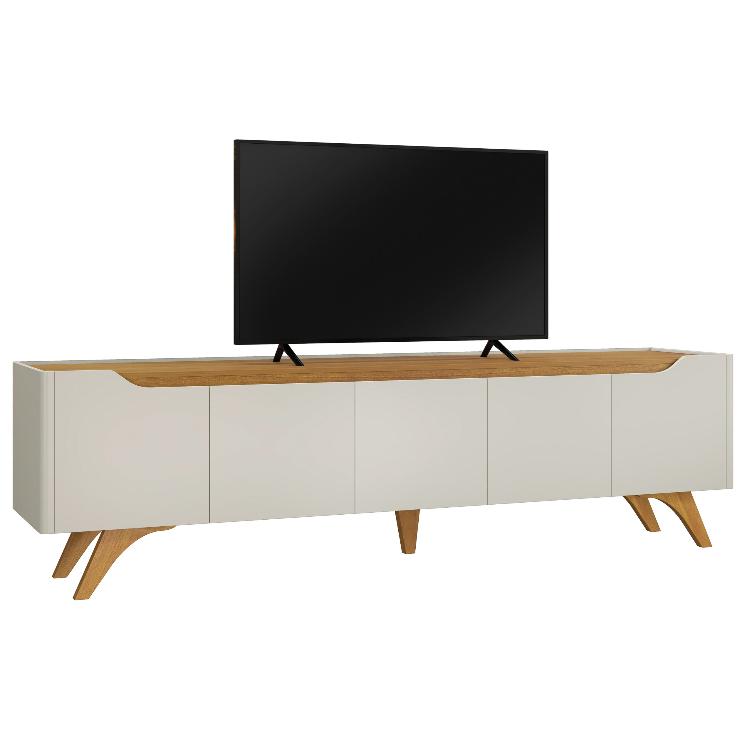 Rack Atenas 4 Portas 1.80m - Off White/Naturale