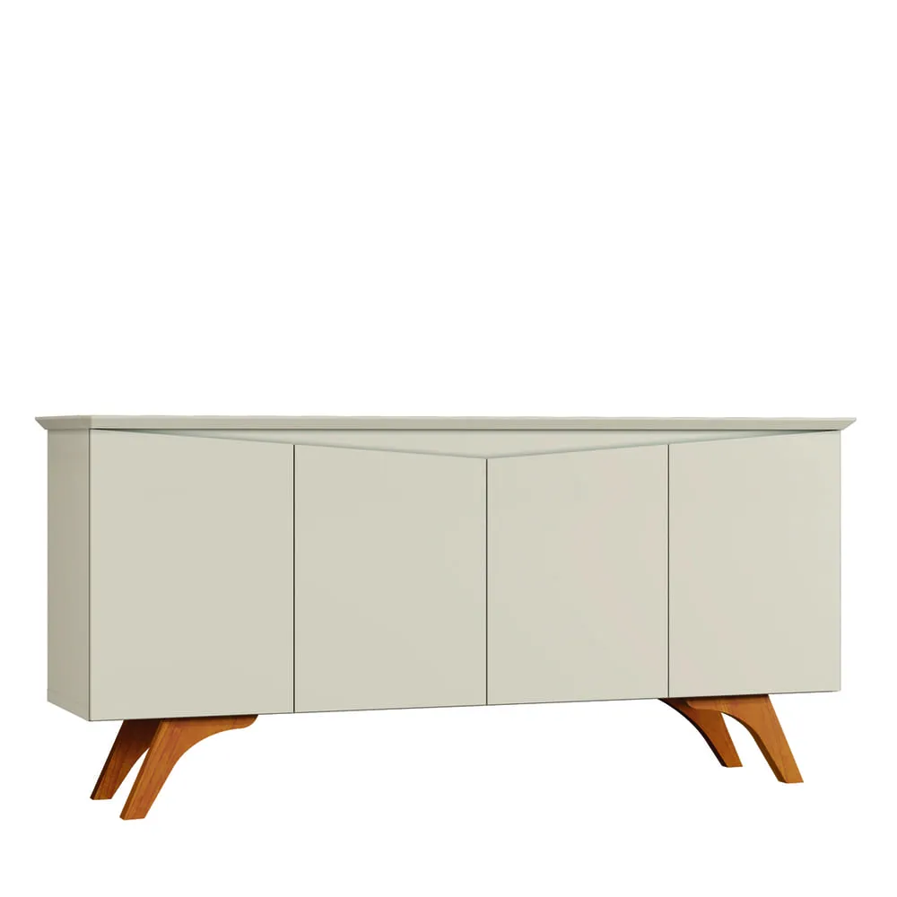 Buffet 4 Portas Viena 1,60 Pés de Madeira Off White