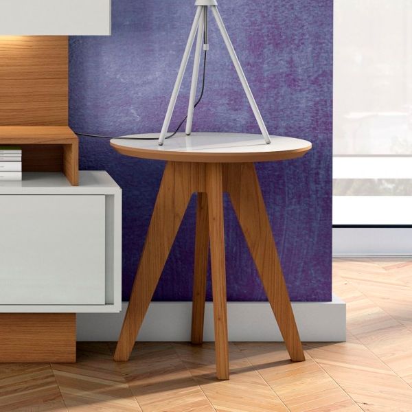 MESA CANTO REDONDA 60CM FREIJO/OFF WHITE TB38 JW